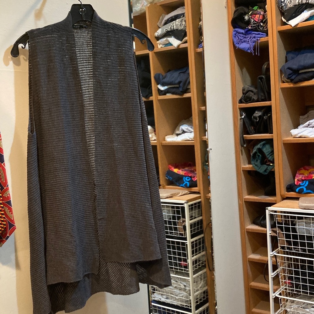 Eileen Fisher Women's Dark Gray Sleeveless Cardigan